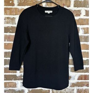 VTG St John By Marie Gray Knit‎ Sweater Size MP 38" Black Wool Blend Warm USA